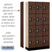 Salsbury 12" Wide Four Tier Designer Wood Locker - 3 Wide - 6 Feet High - 15 Inches Deep - Mahogany - Silver Resettable Combination Locks - Sweatfully
