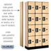 Salsbury 12" Wide Four Tier Designer Wood Locker - 3 Wide - 6 Feet High - 15 Inches Deep - Maple - Silver Electronic Locks - Sweatfully
