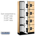 Salsbury 12" Wide Four Tier Designer Wood Locker - 3 Wide - 6 Feet High - 15 Inches Deep - Maple - Silver Resettable Combination Locks - Sweatfully