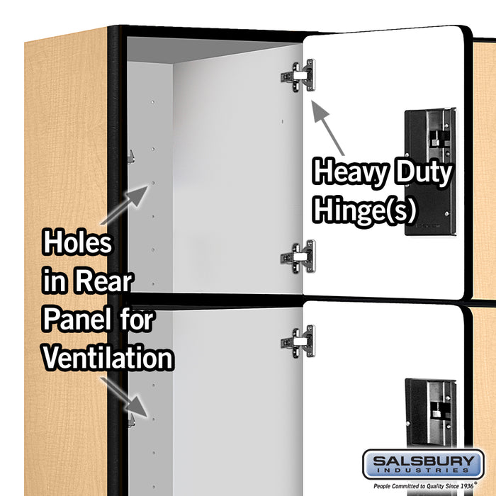 Salsbury 12" Wide Four Tier Designer Wood Locker - 3 Wide - 6 Feet High - 15 Inches Deep - Maple - Hasps - Sweatfully