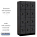 Salsbury 12" Wide Four Tier Designer Wood Locker - 3 Wide - 6 Feet High - 18 Inches Deep - Black - Black Electronic Locks - Sweatfully