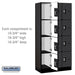 Salsbury 12" Wide Four Tier Designer Wood Locker - 3 Wide - 6 Feet High - 18 Inches Deep - Black - Silver Resettable Combination Locks - Sweatfully