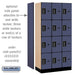 Salsbury 12" Wide Four Tier Designer Wood Locker - 3 Wide - 6 Feet High - 18 Inches Deep - Blue - Black Electronic Locks - Sweatfully