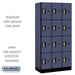 Salsbury 12" Wide Four Tier Designer Wood Locker - 3 Wide - 6 Feet High - 18 Inches Deep - Blue - Silver Electronic Locks - Sweatfully