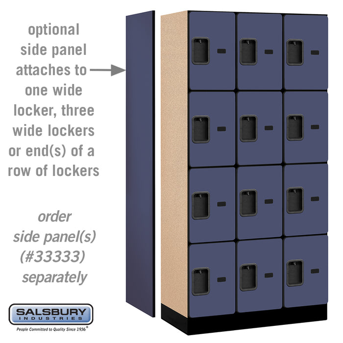 Salsbury 12" Wide Four Tier Designer Wood Locker - 3 Wide - 6 Feet High - 18 Inches Deep - Blue - Hasps - Sweatfully