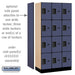Salsbury 12" Wide Four Tier Designer Wood Locker - 3 Wide - 6 Feet High - 18 Inches Deep - Blue - Hasps - Sweatfully