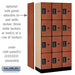 Salsbury 12" Wide Four Tier Designer Wood Locker - 3 Wide - 6 Feet High - 18 Inches Deep - Cherry - Black Electronic Locks - Sweatfully