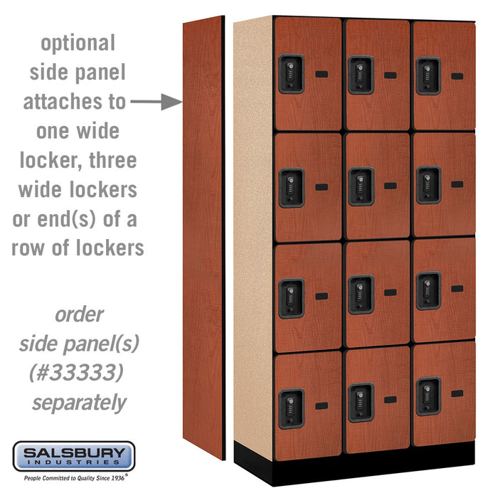 Salsbury 12" Wide Four Tier Designer Wood Locker - 3 Wide - 6 Feet High - 18 Inches Deep - Cherry - Black Resettable Combination Locks - Sweatfully