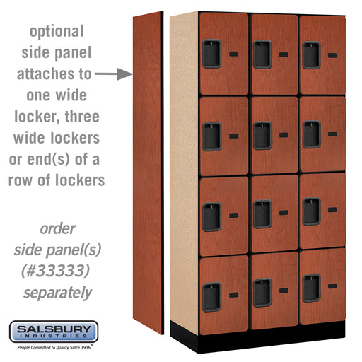 Salsbury 12" Wide Four Tier Designer Wood Locker - 3 Wide - 6 Feet High - 18 Inches Deep - Cherry - Hasps - Sweatfully