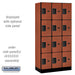 Salsbury 12" Wide Four Tier Designer Wood Locker - 3 Wide - 6 Feet High - 18 Inches Deep - Cherry - Hasps - Sweatfully