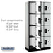 Salsbury 12" Wide Four Tier Designer Wood Locker - 3 Wide - 6 Feet High - 18 Inches Deep - Gray - Black Resettable Combination Locks - Sweatfully