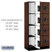 Salsbury 12" Wide Four Tier Designer Wood Locker - 3 Wide - 6 Feet High - 18 Inches Deep - Mahogany - Black Resettable Combination Locks - Sweatfully