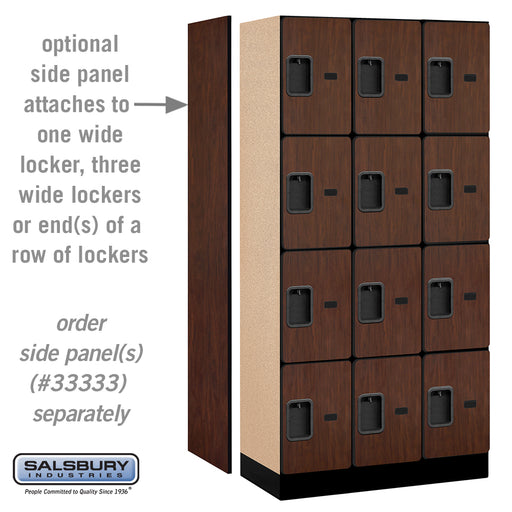 Salsbury 12" Wide Four Tier Designer Wood Locker - 3 Wide - 6 Feet High - 18 Inches Deep - Mahogany - Hasps - Sweatfully