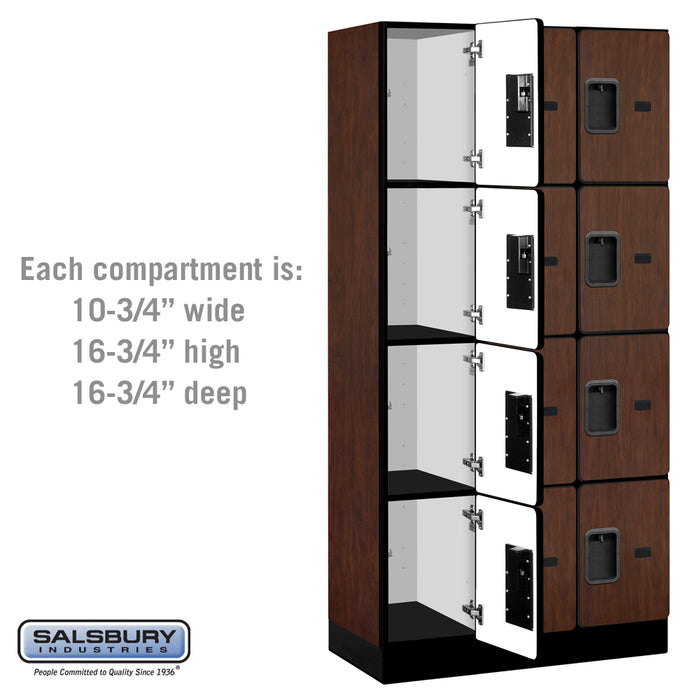 Salsbury 12" Wide Four Tier Designer Wood Locker - 3 Wide - 6 Feet High - 18 Inches Deep - Mahogany - Hasps - Sweatfully