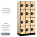 Salsbury 12" Wide Four Tier Designer Wood Locker - 3 Wide - 6 Feet High - 18 Inches Deep - Maple - Black Resettable Combination Locks - Sweatfully