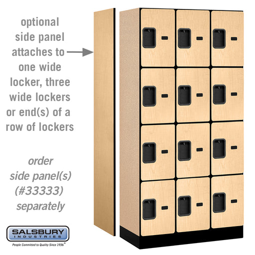 Salsbury 12" Wide Four Tier Designer Wood Locker - 3 Wide - 6 Feet High - 18 Inches Deep - Maple - Hasps - Sweatfully