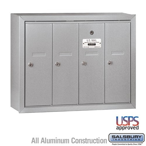 Salsbury Vertical Mailbox - 4 Doors - Aluminum - Surface Mounted - USPS Access - Sweatfully