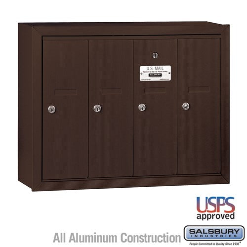 Salsbury Vertical Mailbox - 4 Doors - Bronze - Surface Mounted - USPS Access - Sweatfully