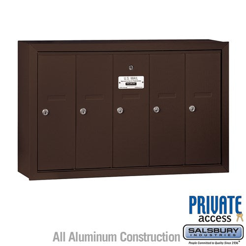Salsbury Vertical Mailbox (Includes Master Commercial Lock) - 5 Doors - Bronze - Surface Mounted - Private Access - Sweatfully