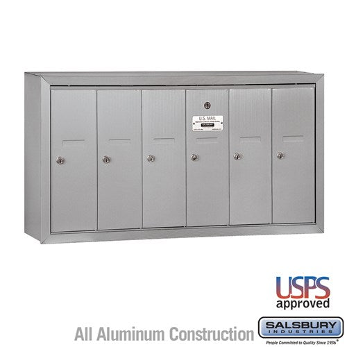 Salsbury Vertical Mailbox - 6 Doors - Aluminum - Surface Mounted - USPS Access - Sweatfully