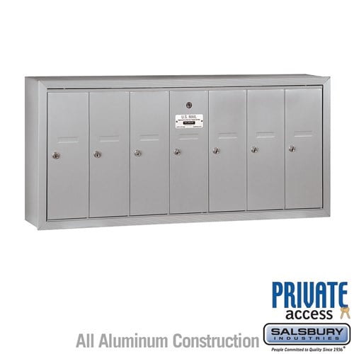 Salsbury Vertical Mailbox (Includes Master Commercial Lock) - 7 Doors - Aluminum - Surface Mounted - Private Access - Sweatfully