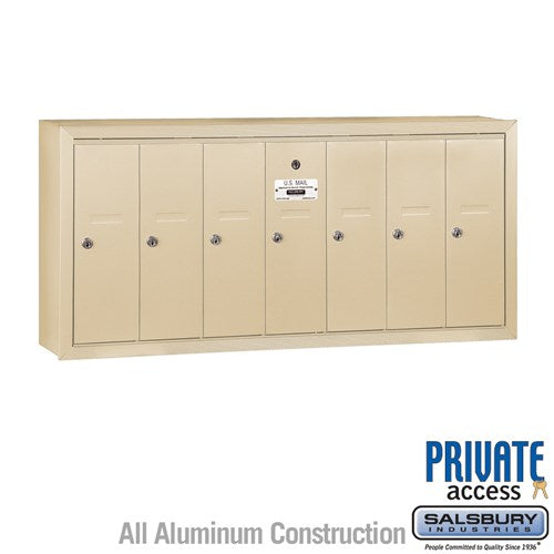 Salsbury Vertical Mailbox (Includes Master Commercial Lock) - 7 Doors - Sandstone - Surface Mounted - Private Access - Sweatfully