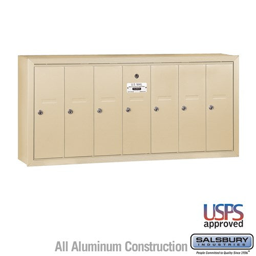 Salsbury Vertical Mailbox - 7 Doors - Sandstone - Surface Mounted - USPS Access - Sweatfully