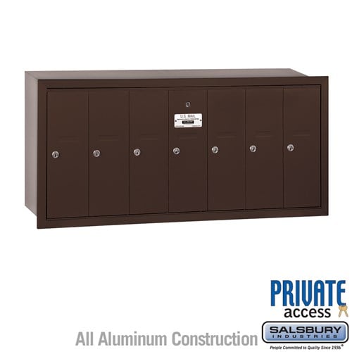 Salsbury Vertical Mailbox (Includes Master Commercial Lock) - 7 Doors - Bronze - Recessed Mounted - Private Access - Sweatfully