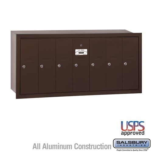 Salsbury Vertical Mailbox - 7 Doors - Bronze - Recessed Mounted - USPS Access - Sweatfully