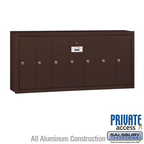 Salsbury Vertical Mailbox (Includes Master Commercial Lock) - 7 Doors - Bronze - Surface Mounted - Private Access - Sweatfully