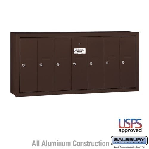 Salsbury Vertical Mailbox - 7 Doors - Bronze - Surface Mounted - USPS Access - Sweatfully