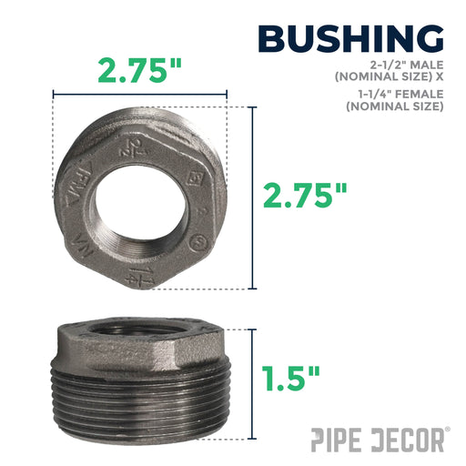 2 1/2 in. x 1 1/4 in. Black Bushing - Sweatfully