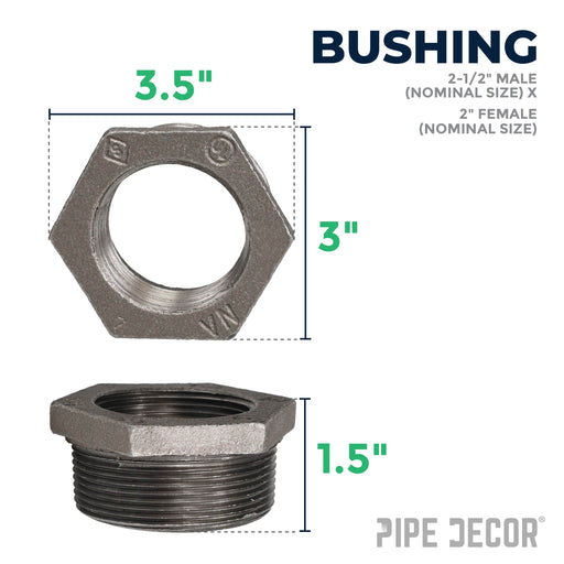 2 1/2 in. x 2 in. Black Bushing - Sweatfully