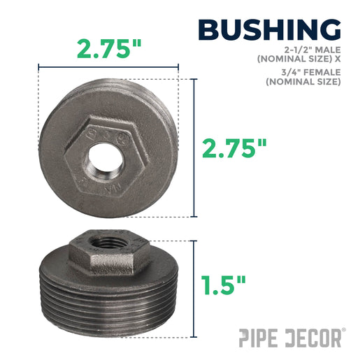 2 1/2 in. x 3/4 in. Black Bushing - Sweatfully