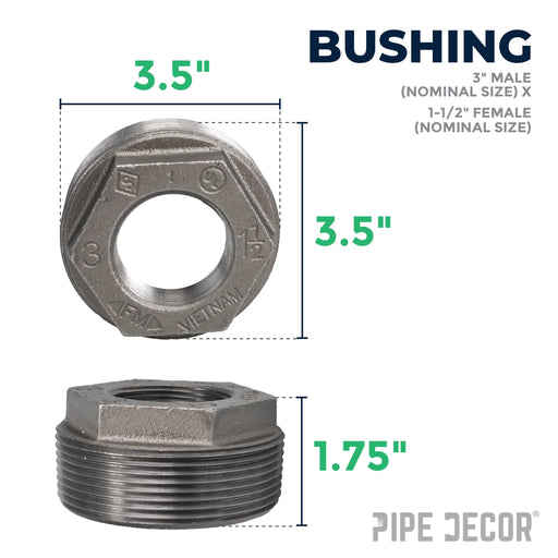 3 in. x 1 1/2 in. Black Bushing - Sweatfully
