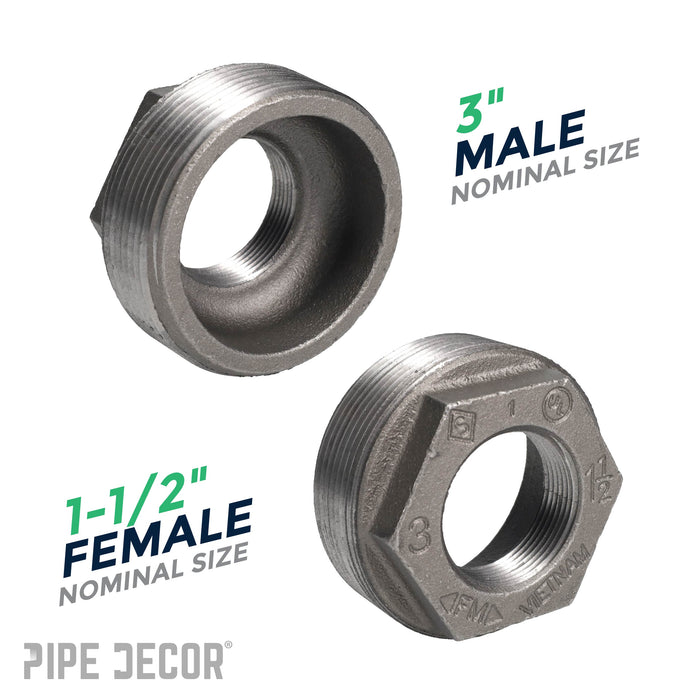 3 in. x 1 1/2 in. Black Bushing - Sweatfully