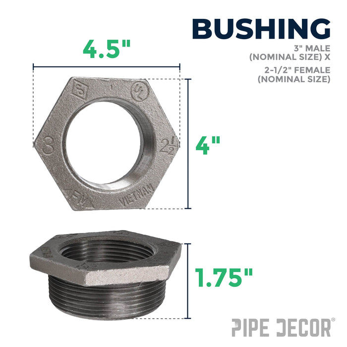 3 in. x 2 1/2 in. Black Bushing - Sweatfully