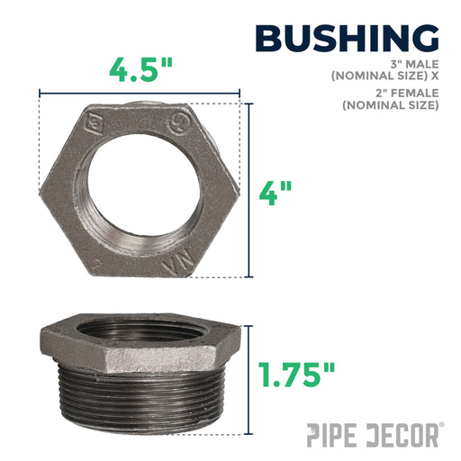 3 in. x 2 in. Black Bushing - Sweatfully