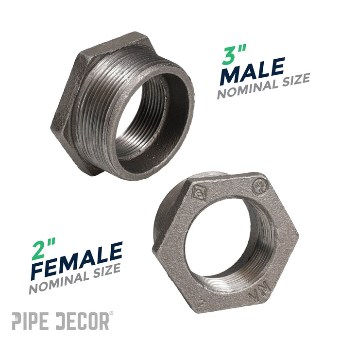 3 in. x 2 in. Black Bushing - Sweatfully