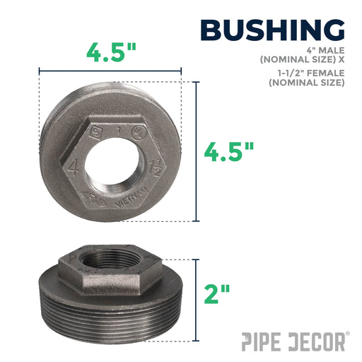 4 in. x 1 1/2 in. Black Bushing - Sweatfully