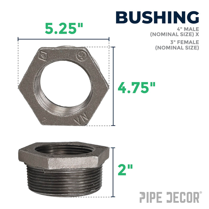 4 in. x 3 in. Black Bushing - Sweatfully