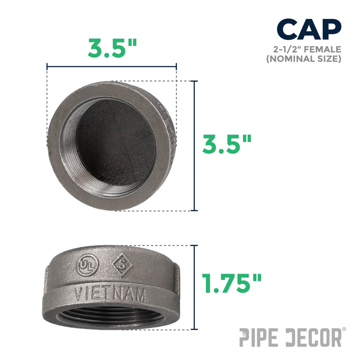 2 1/2 in. Black Cap - Sweatfully