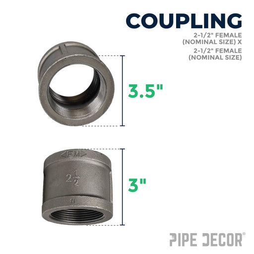 2 1/2 in. Black Coupling - Sweatfully