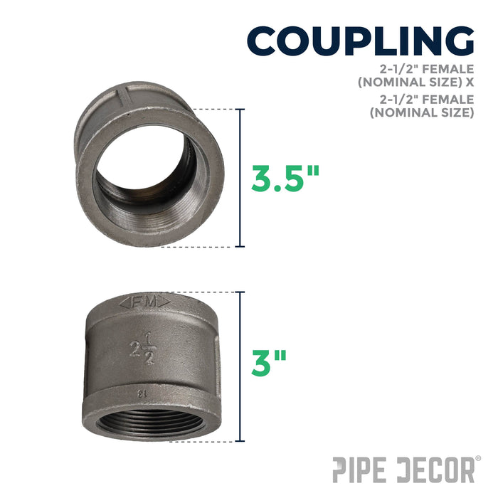 2 1/2 in. Black Coupling - Sweatfully