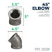 2 1/2 in. Black 45 Degree Elbow - Sweatfully