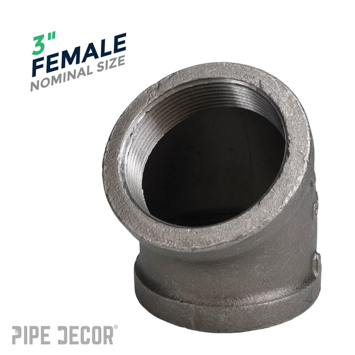 3 in. Black 45 Degree Elbow - Sweatfully