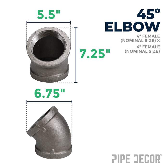 4 in. Black 45 Degree Elbow - Sweatfully