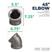 4 in. Black 45 Degree Elbow - Sweatfully