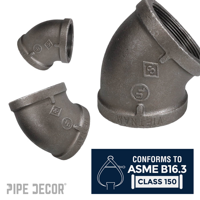 4 in. Black 45 Degree Elbow - Sweatfully