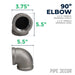 2 1/2 in. Black 90 Degree Elbow - Sweatfully